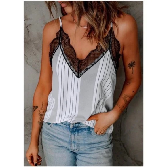 021 Boho Snakeskin Print Lace Cami Tank Top - Picture 5 of 12